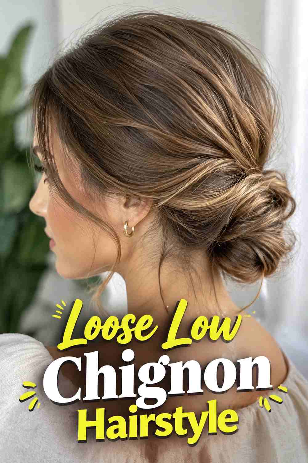 5. Loose Low Chignon Hairstyle
