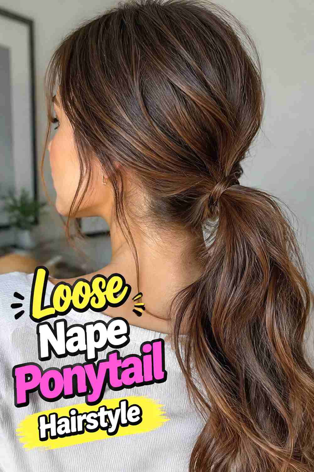 4. Loose Nape Ponytail Hairstyle
