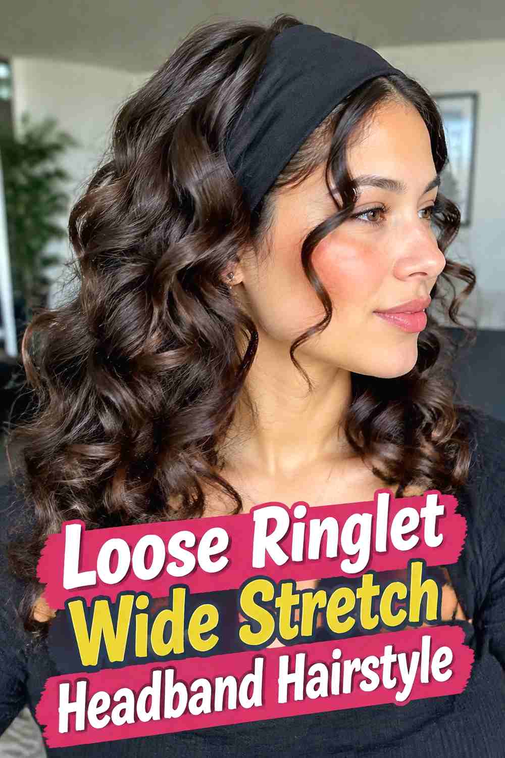 8. Loose Ringlet Wide Stretch Headband Hairstyle