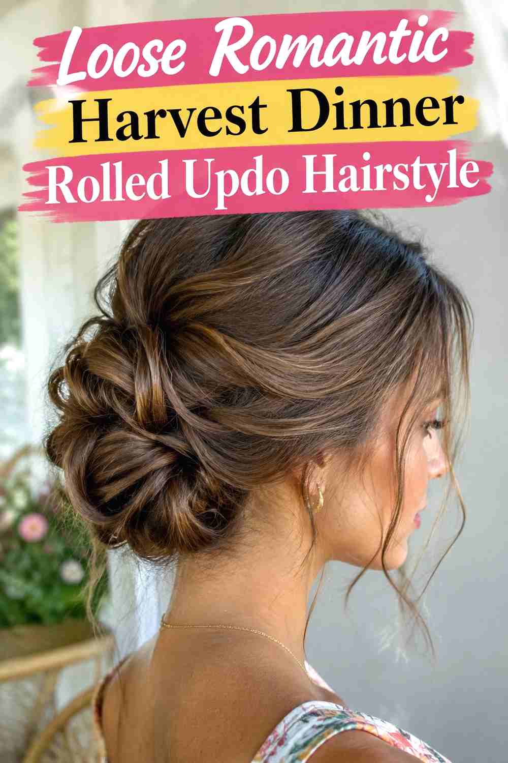 11. Loose Romantic Harvest Dinner Rolled Updo Hairstyle