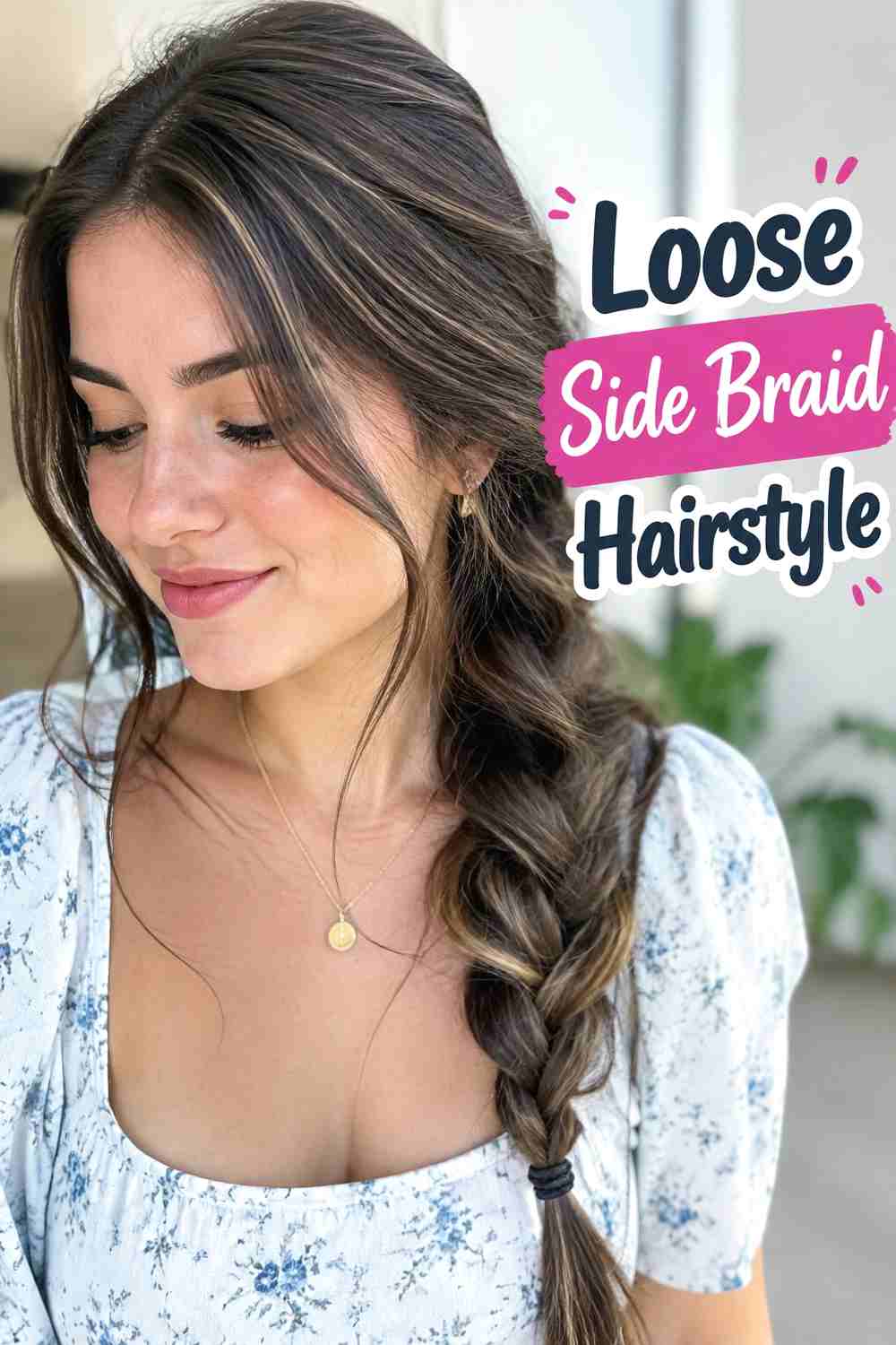 2. Loose Side Braid Hairstyle