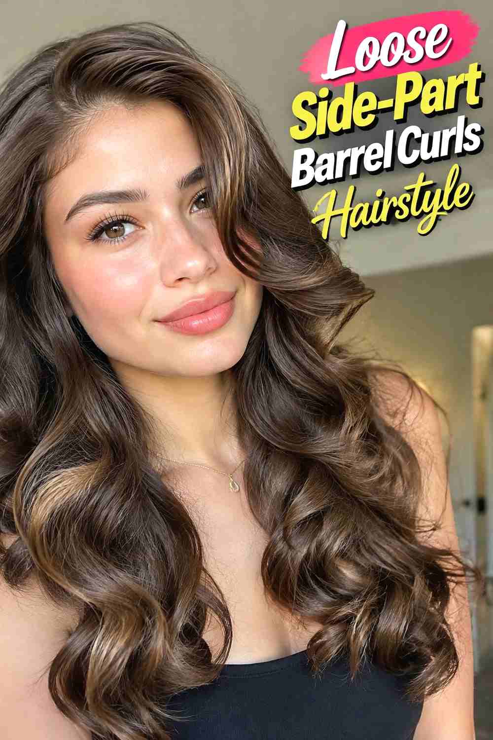 4. Loose Side Part Barrel Curls Hairstyle