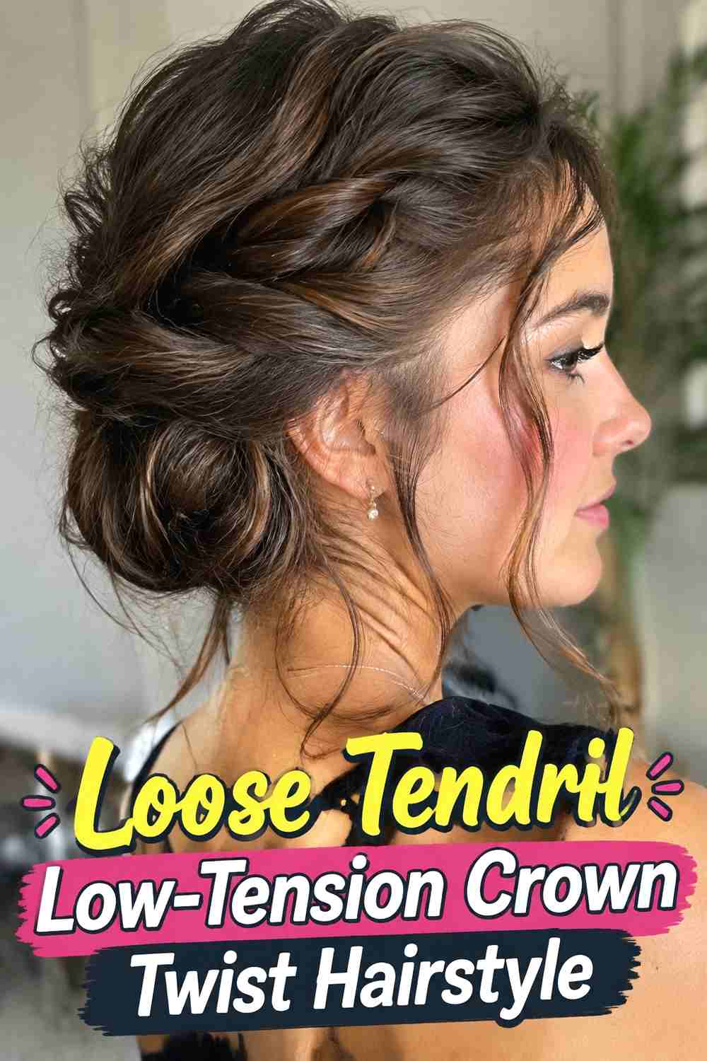 4. Loose Tendril Low Tension Crown Twist Hairstyle