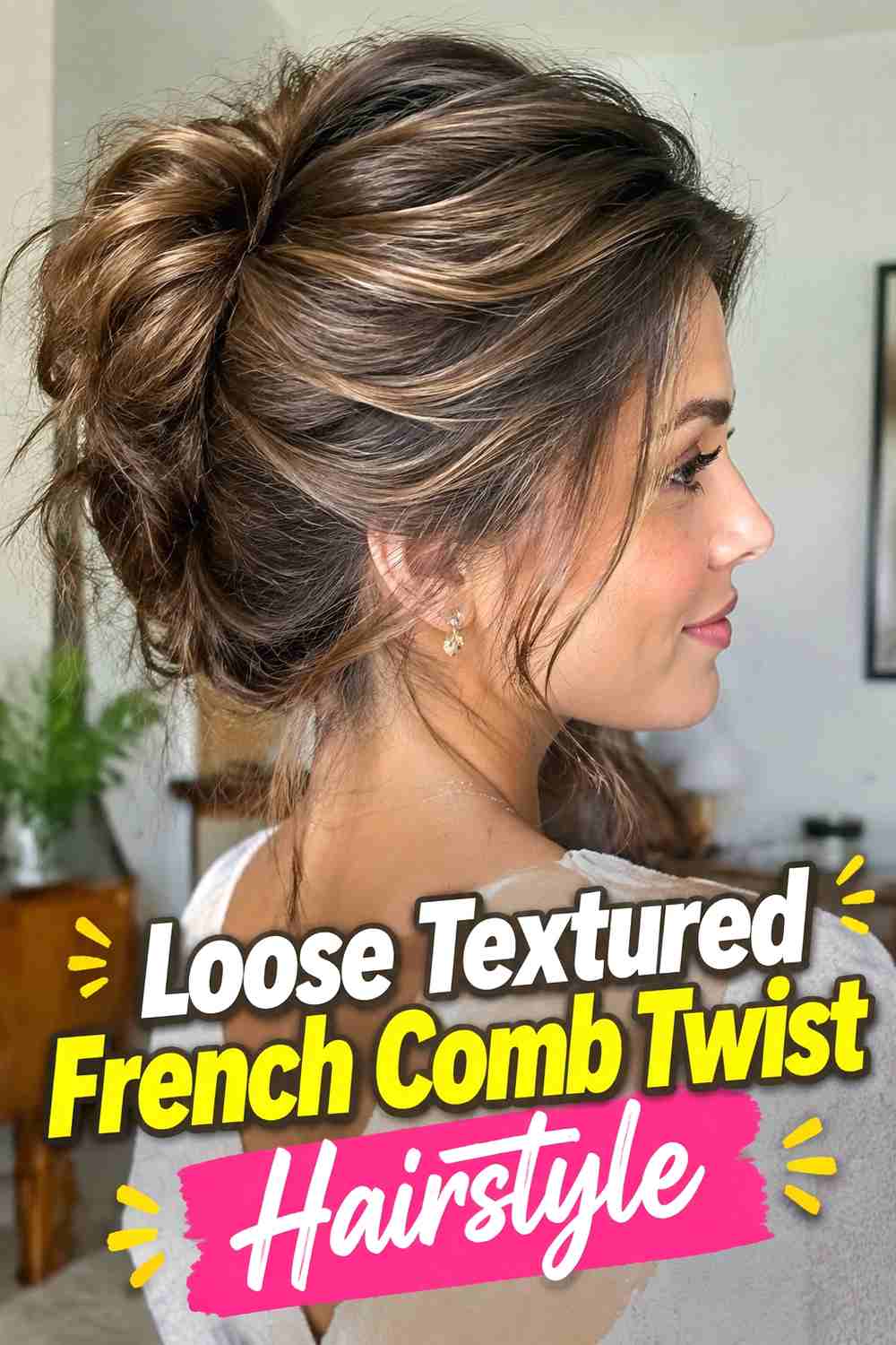 4. Loose Textured French Comb Twist Hairstyle