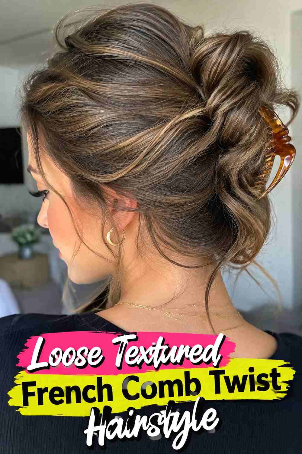 3. Loose Textured French Comb Twist Hairstyle