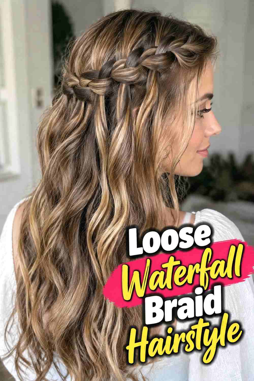 12. Loose Waterfall Braid Hairstyle