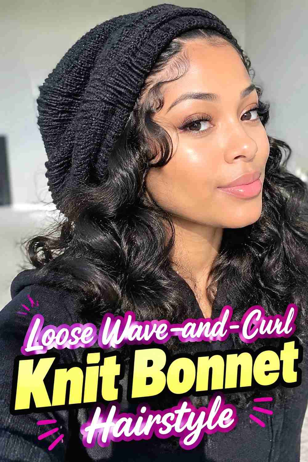 13. Loose Wave And Curl Knit Bonnet Hairstyle