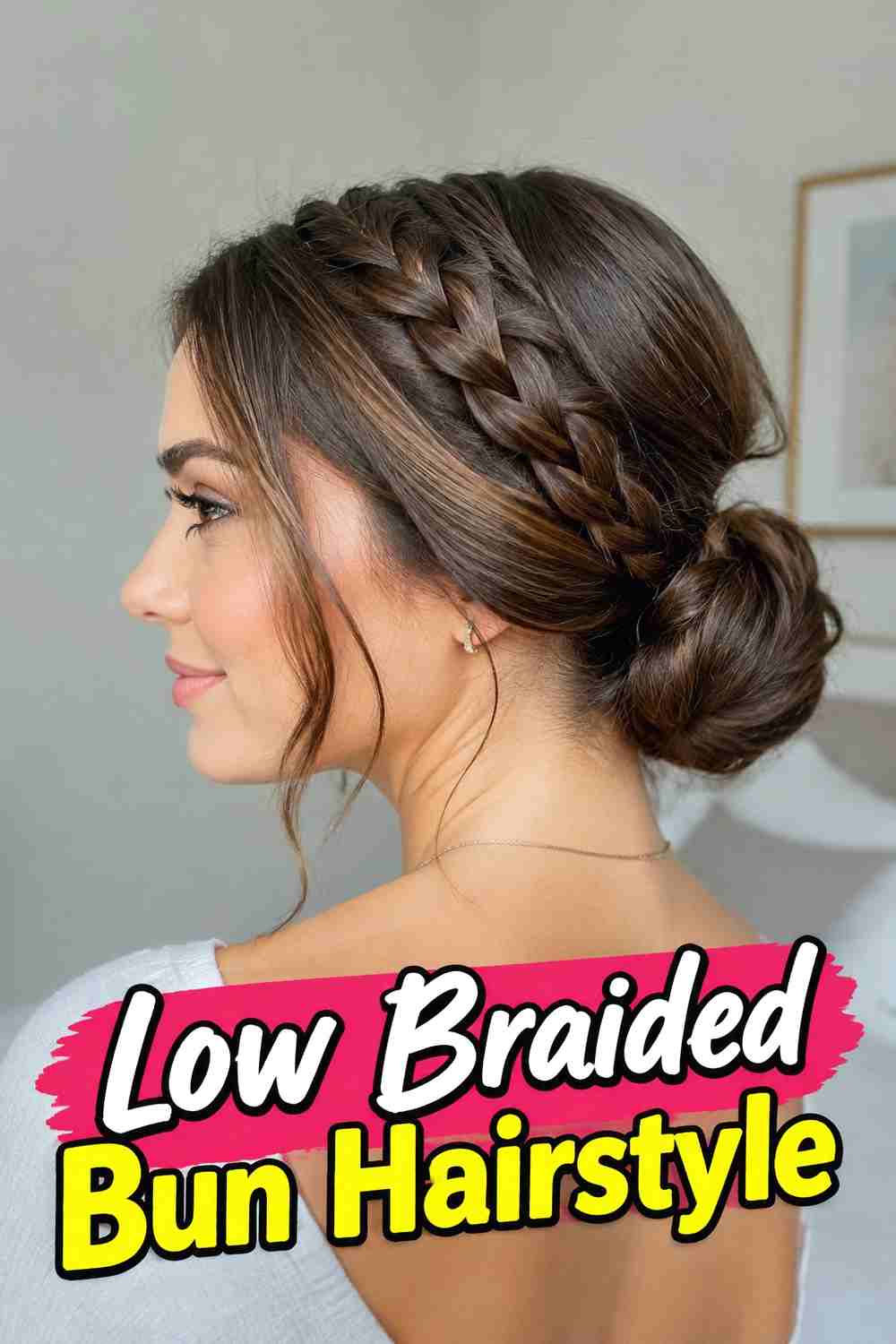 9. Low Braided Bun Hairstyle