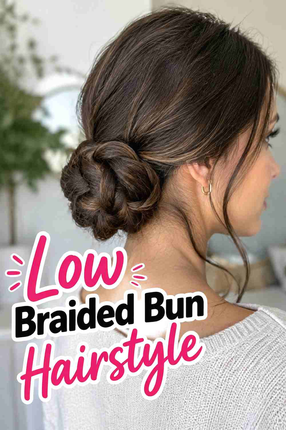 5. Low Braided Bun Hairstyle
