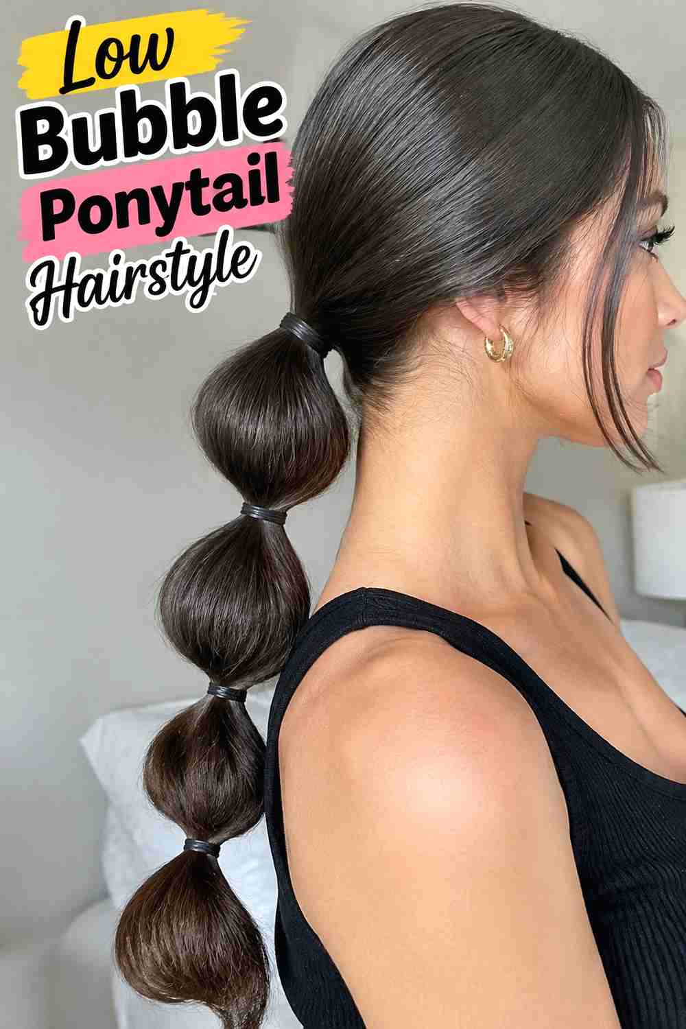 7. Low Bubble Ponytail Hairstyle