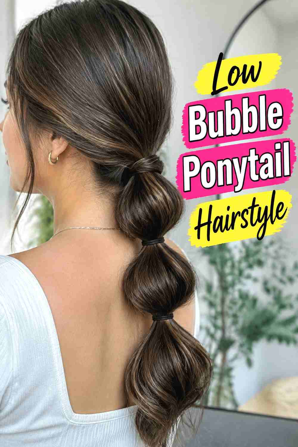 14. Low Bubble Ponytail Hairstyle