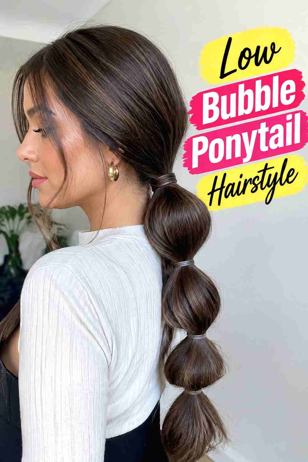 9. Low Bubble Ponytail Hairstyle