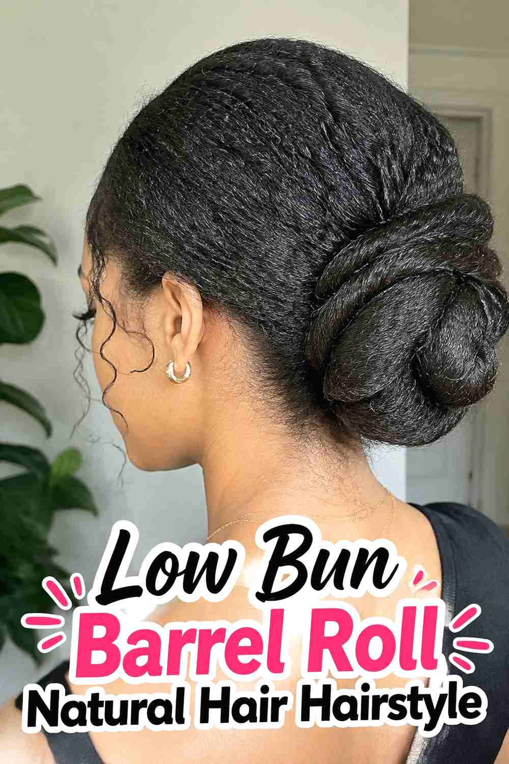 12. Low Bun Barrel Roll Natural Hair Hairstyle