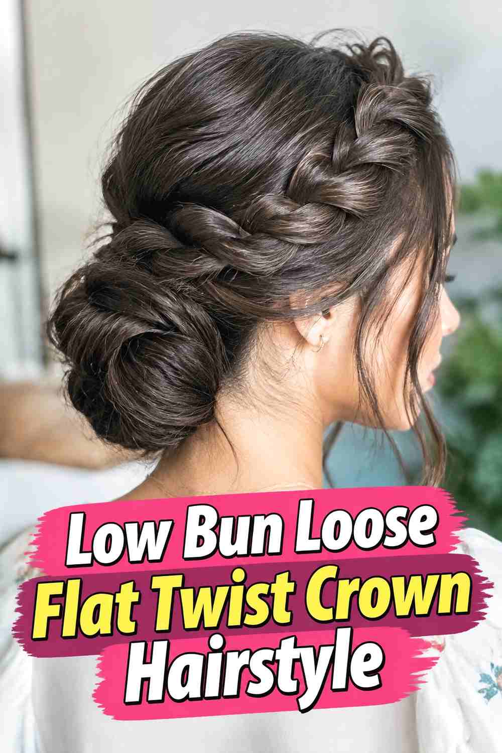 6. Low Bun Loose Flat Twist Crown Hairstyle