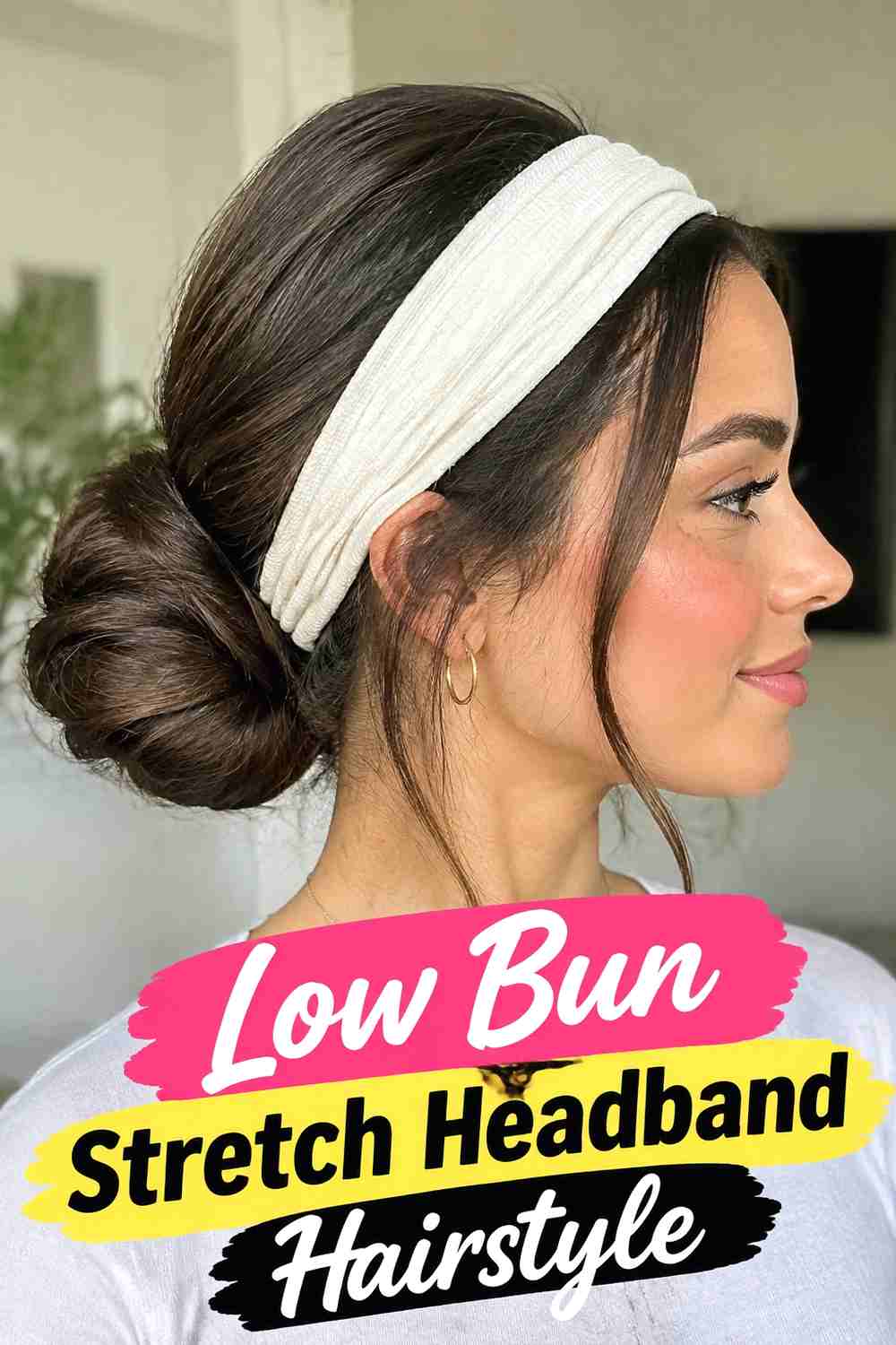 4. Low Bun Stretch Headband Hairstyle