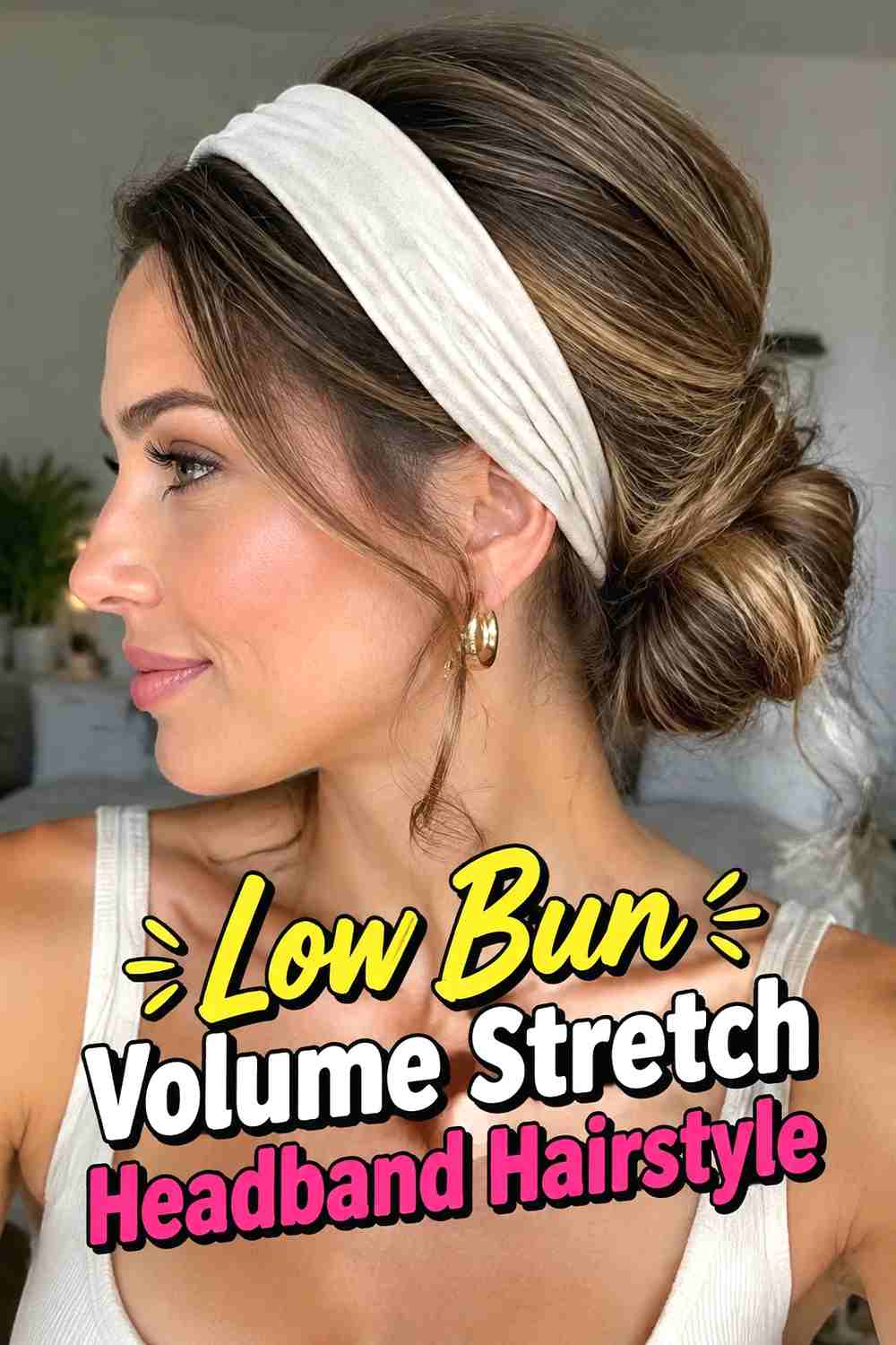 11. Low Bun Volume Stretch Headband Hairstyle