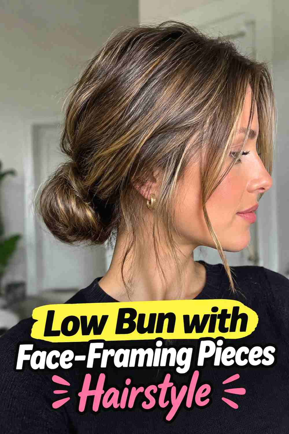 7. Low Bun With Face Framing Pieces Hairstyle