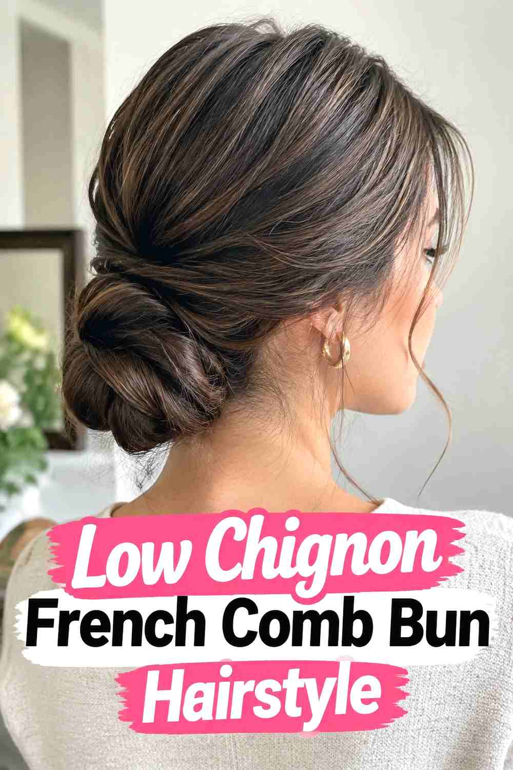 11. Low Chignon French Comb Bun Hairstyle