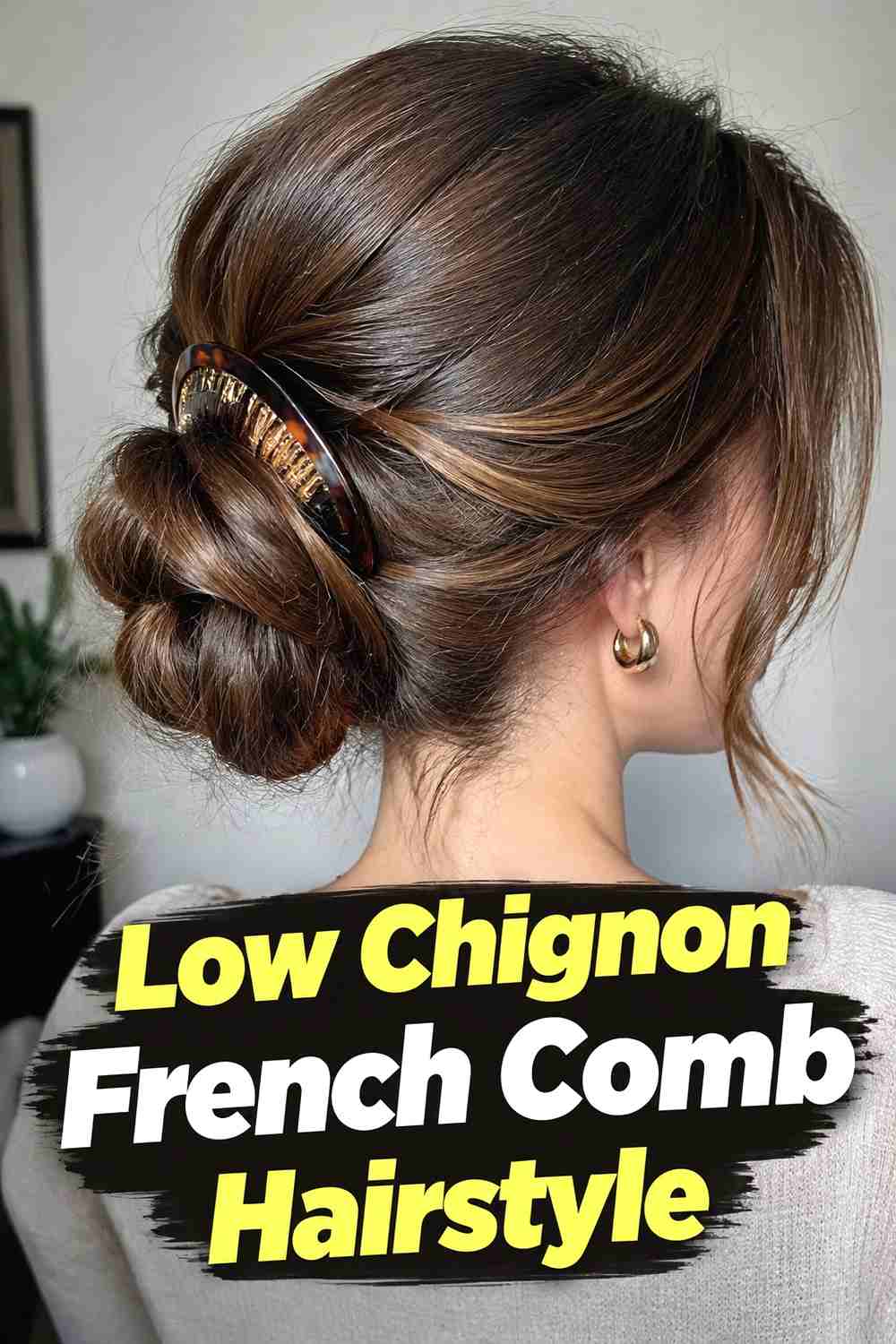 8. Low Chignon French Comb Hairstyle
