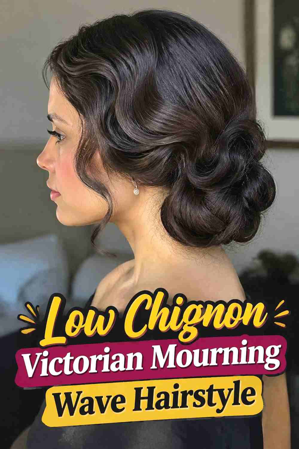 2. Low Chignon Victorian Mourning Wave Hairstyle