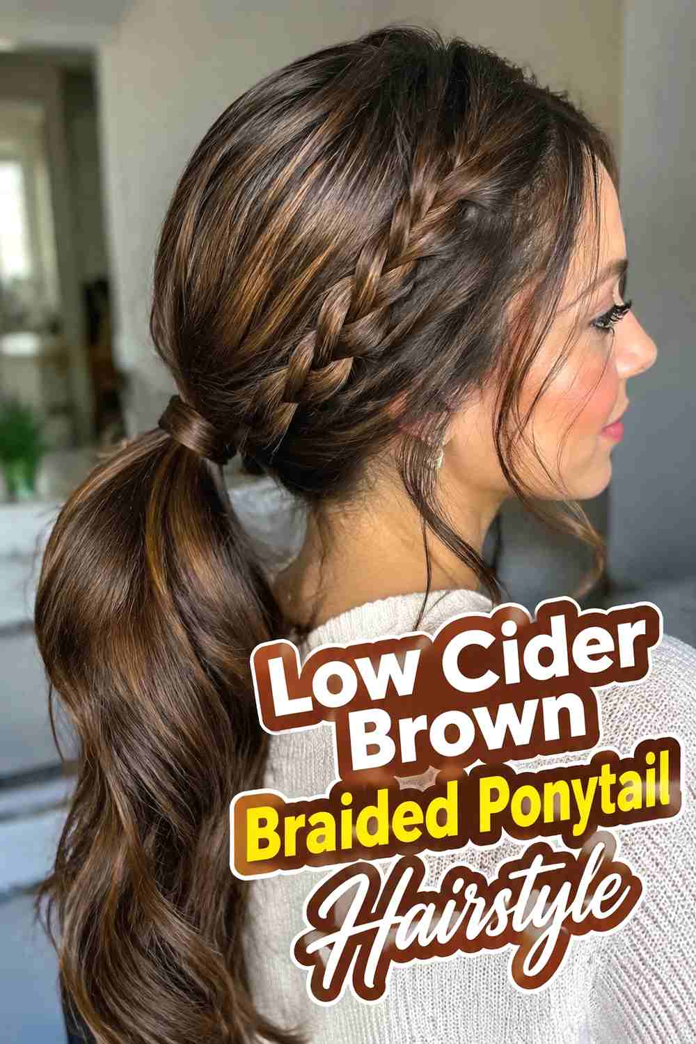 3. Low Cider Brown Braided Ponytail Hairstyle