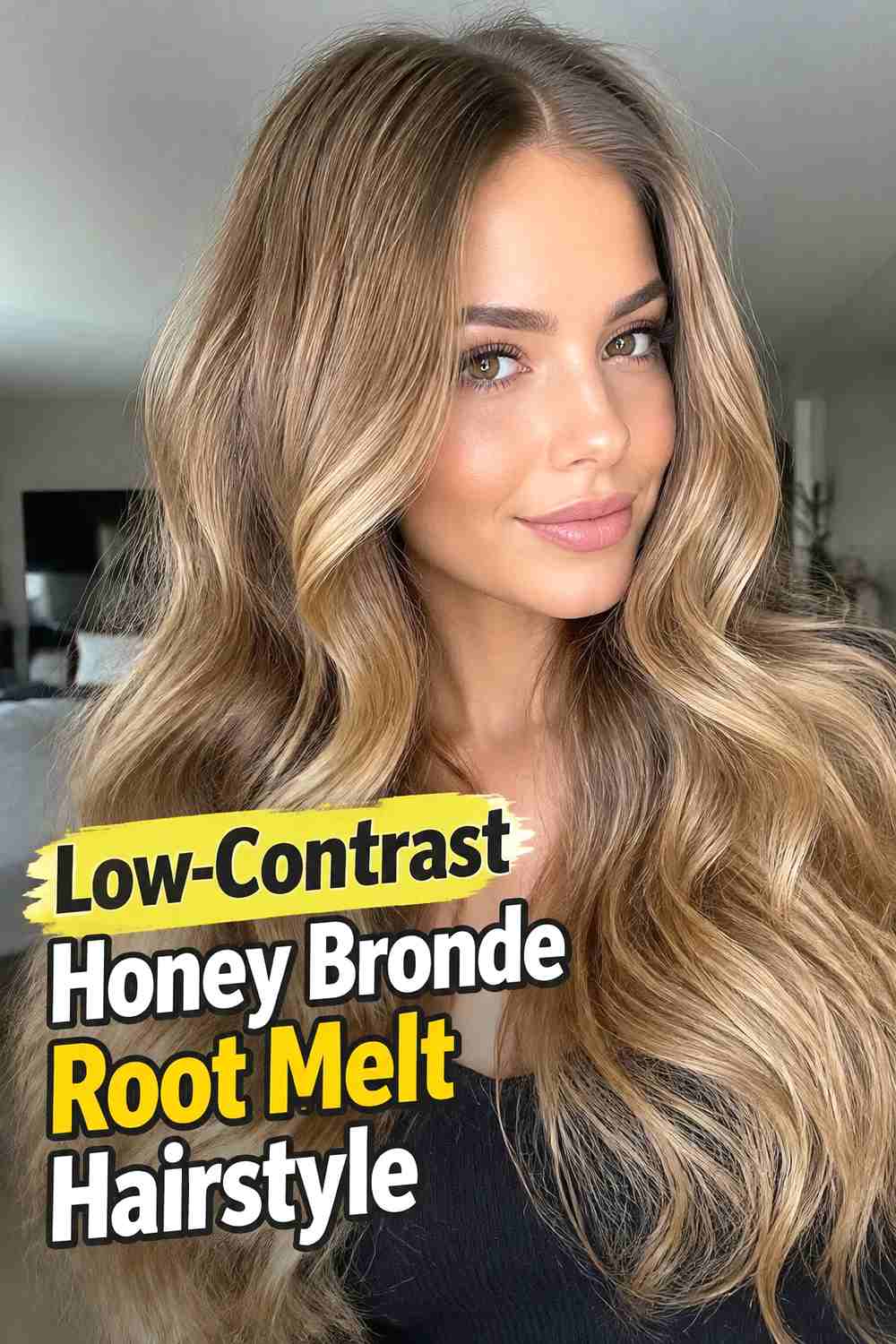 12. Low Contrast Honey Bronde Root Melt Hairstyle