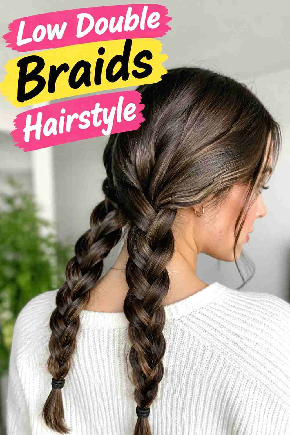 10. Low Double Braids Hairstyle