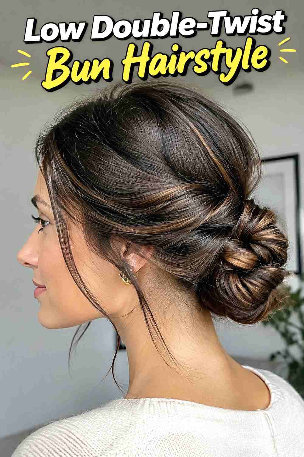 8. Low Double Twist Bun Hairstyle