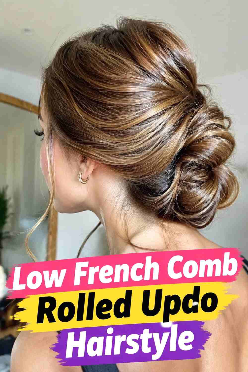 12. Low French Comb Rolled Updo Hairstyle