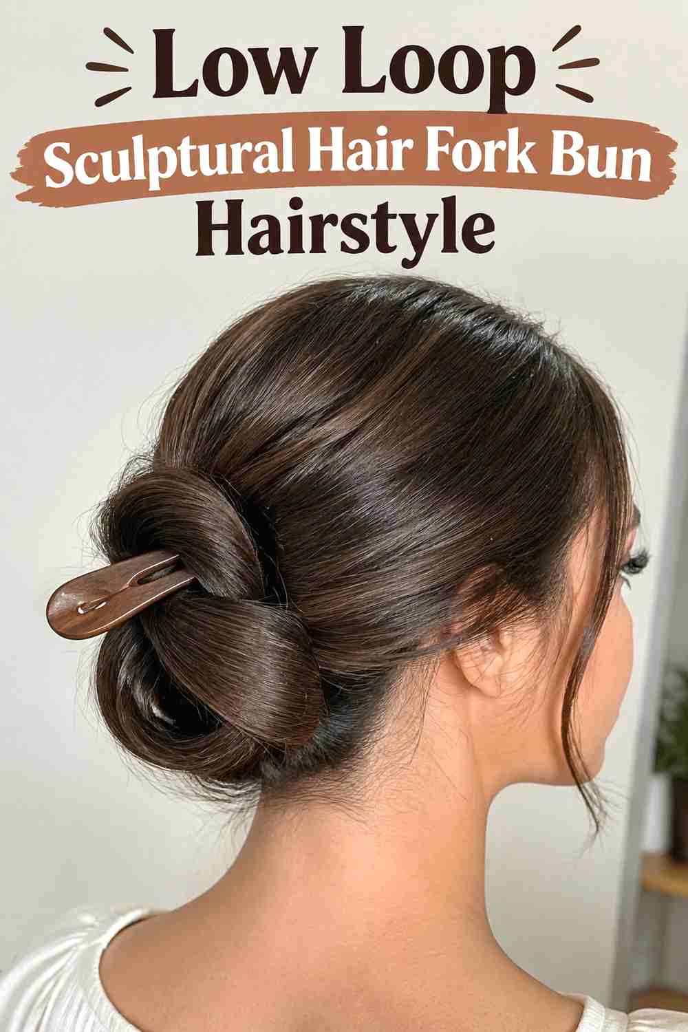 3. Low Loop Sculptural Hair Fork Bun Hairstyle