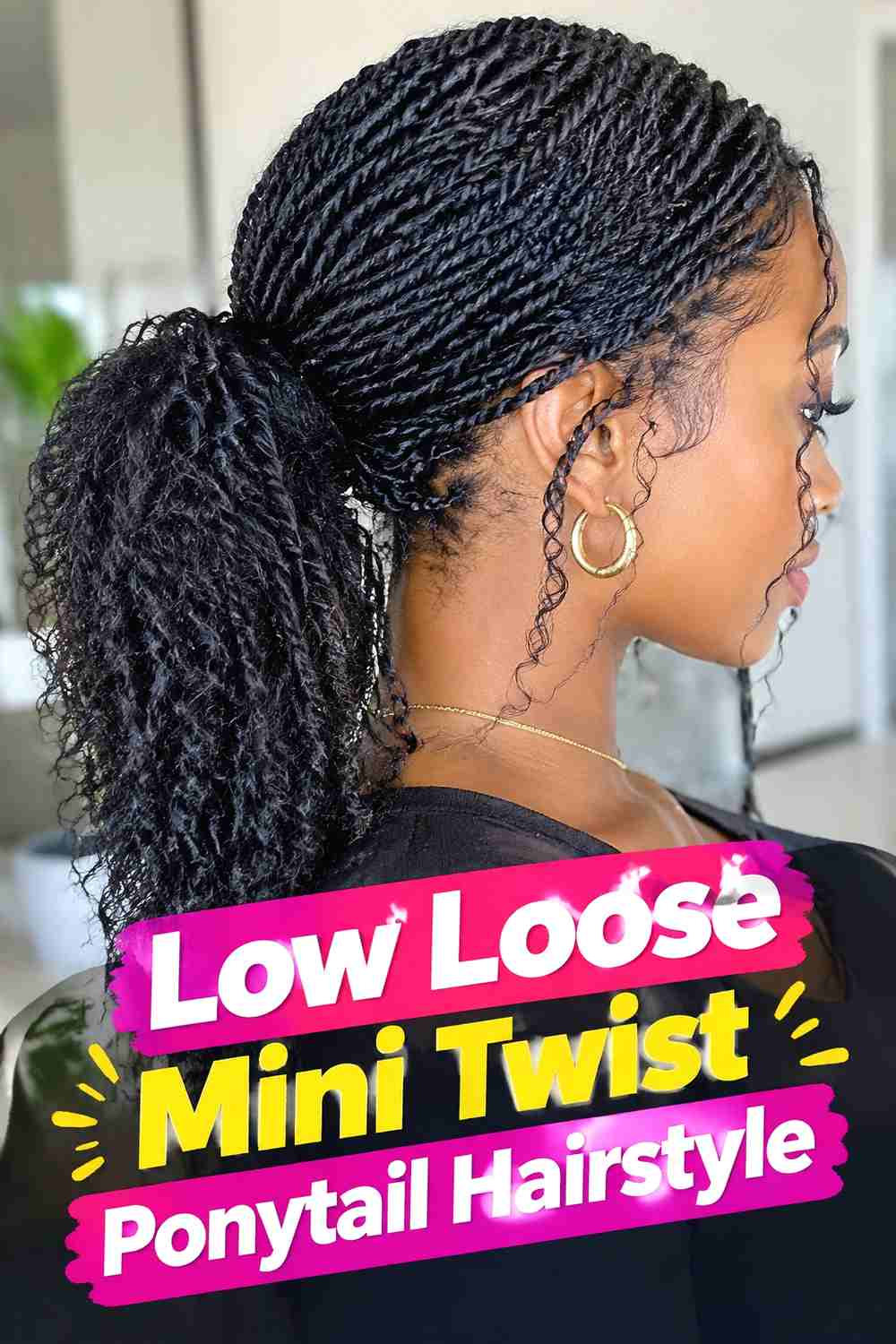 2. Low Loose Mini Twist Ponytail Hairstyle