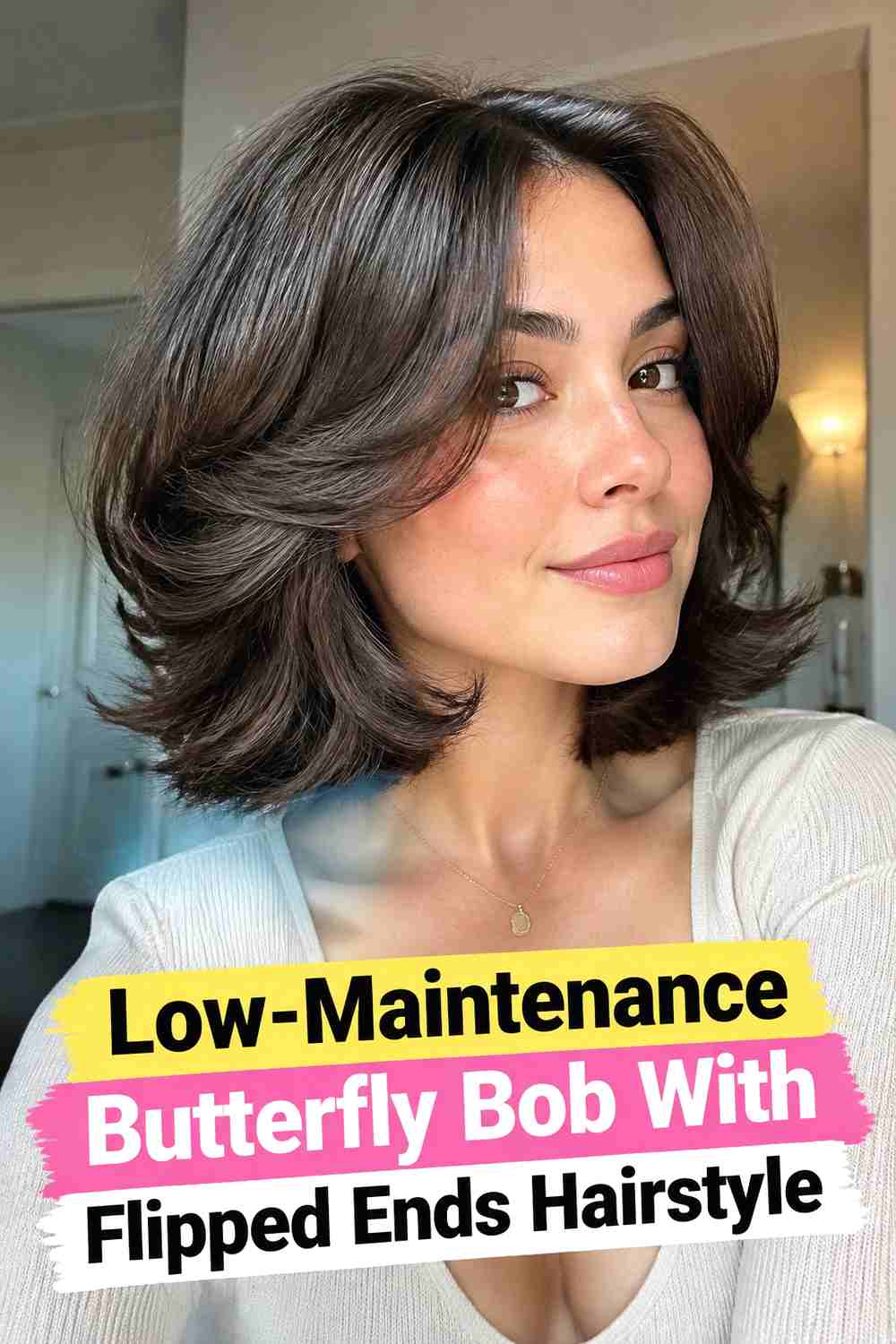 14. Low Maintenance Butterfly Bob With Flipped Ends Hairstyle
