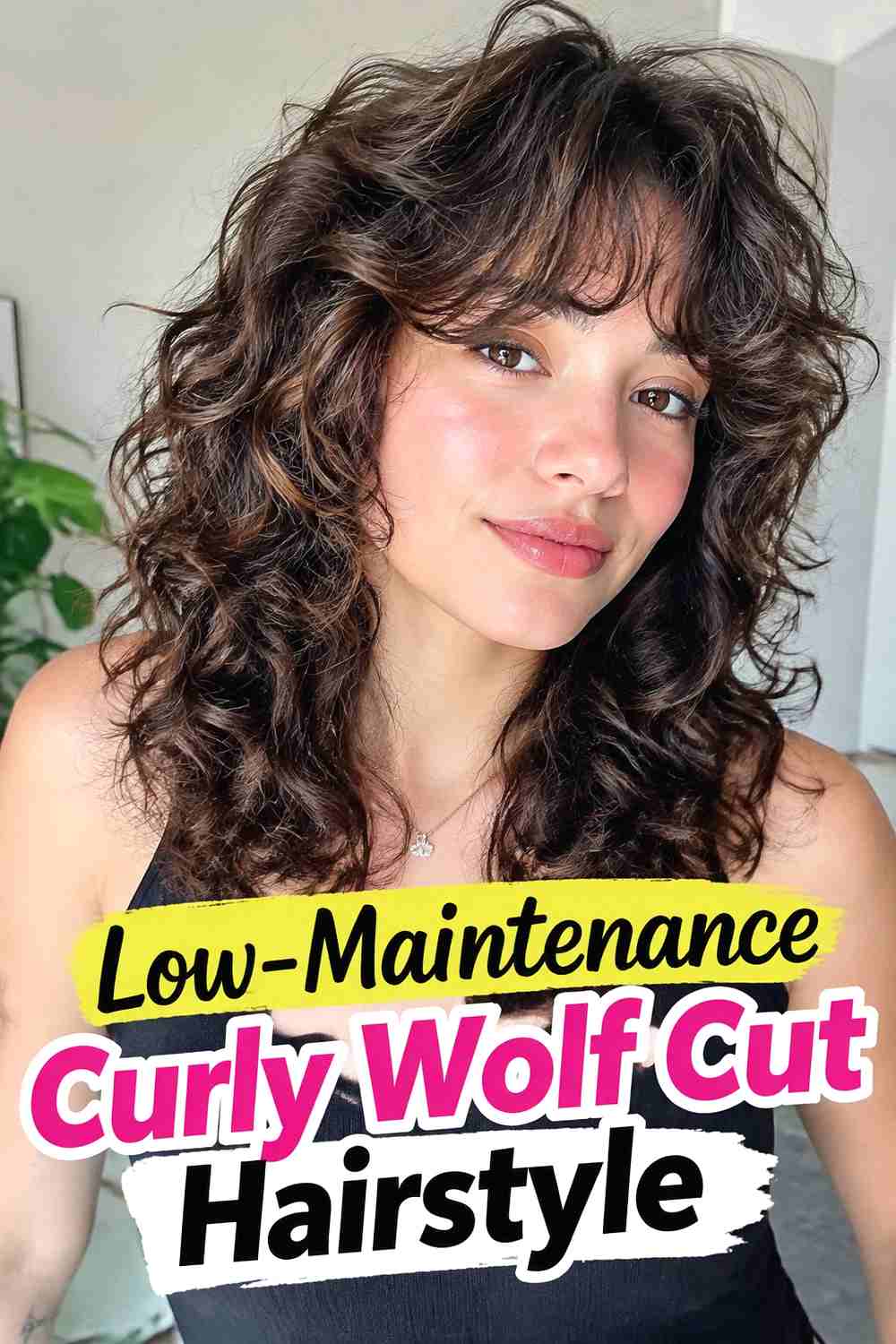 15. Low Maintenance Curly Wolf Cut Hairstyle