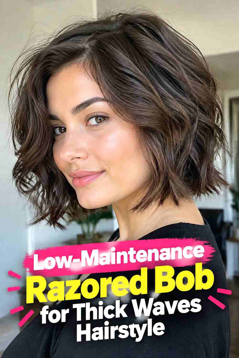 16. Low Maintenance Razored Bob For Thick Waves Hairstyle