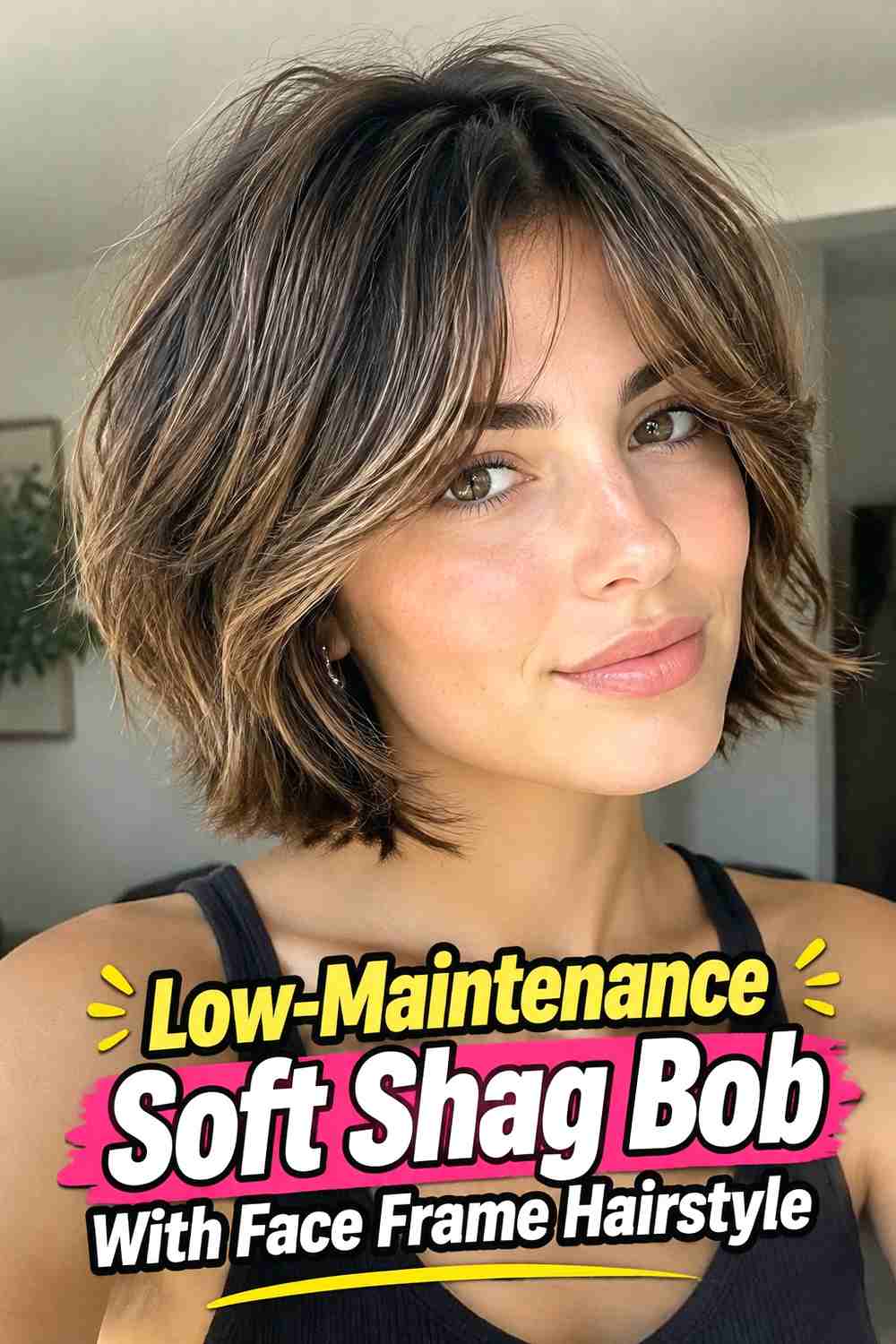16. Low Maintenance Soft Shag Bob With Face Frame Hairstyle