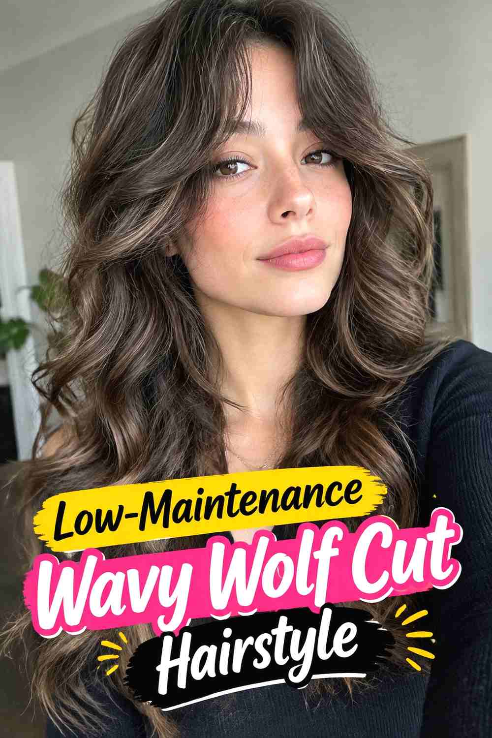 16. Low Maintenance Wavy Wolf Cut Hairstyle