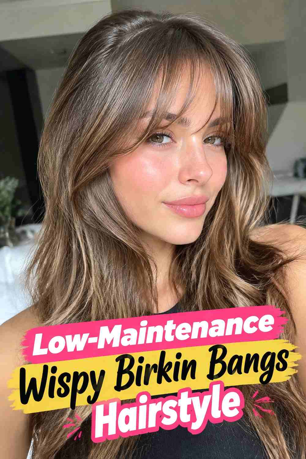12. Low Maintenance Wispy Birkin Bangs Hairstyle
