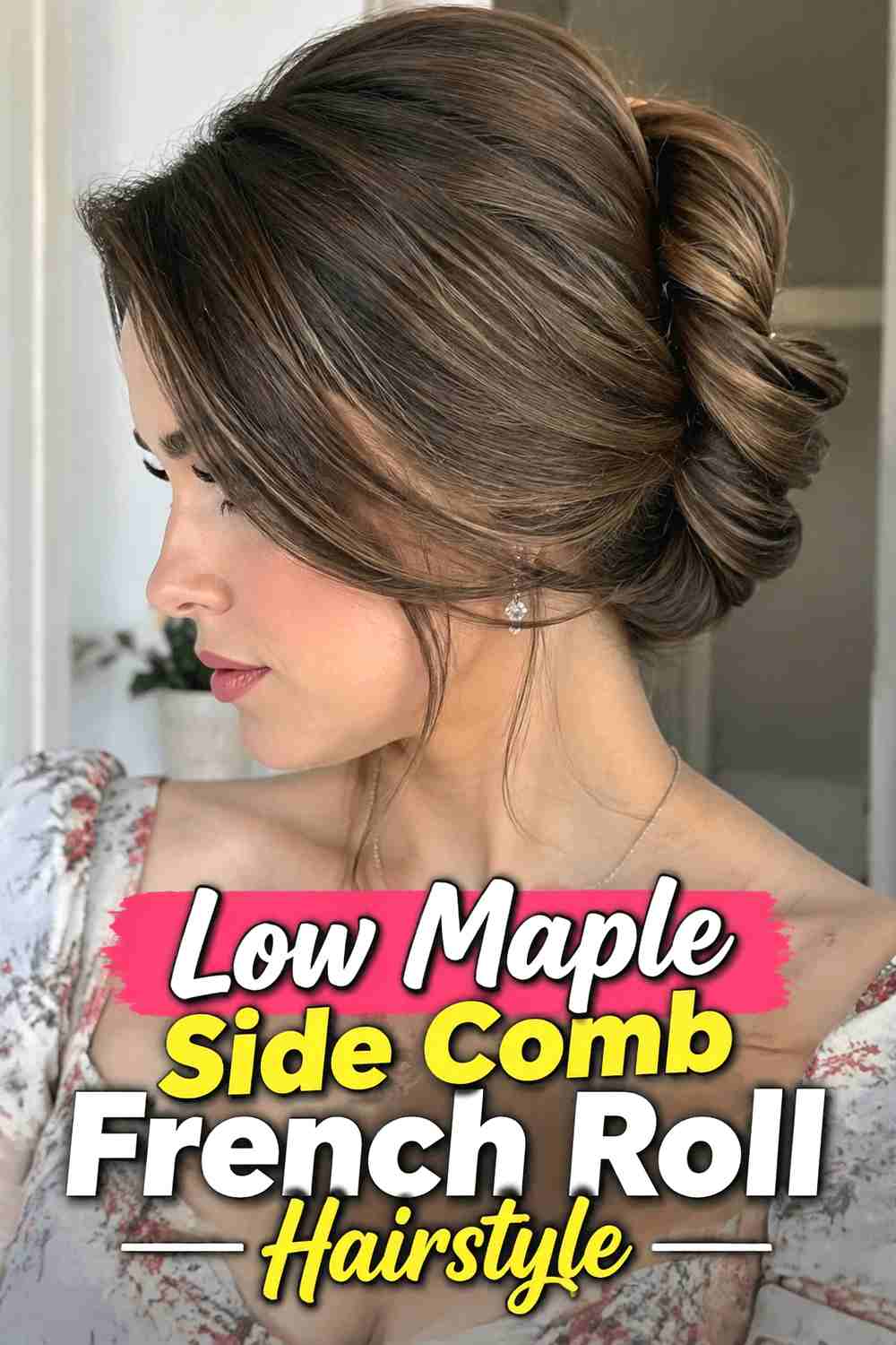 2. Low Maple Side Comb French Roll Hairstyle