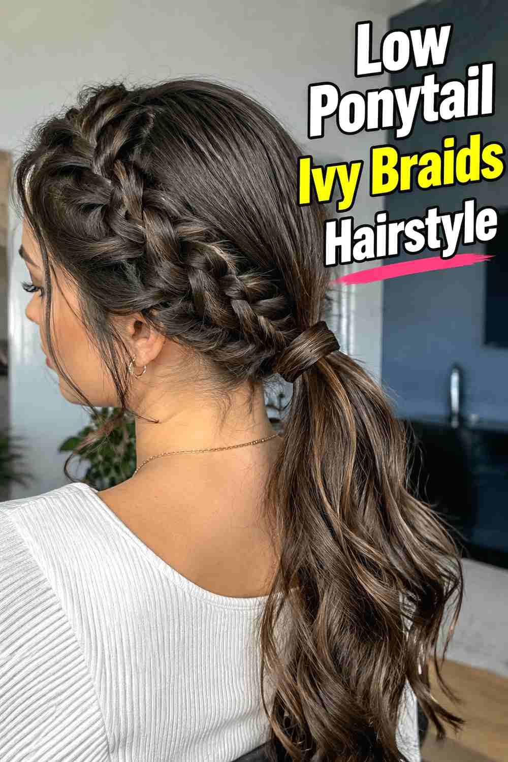 9. Low Ponytail Ivy Braids Hairstyle