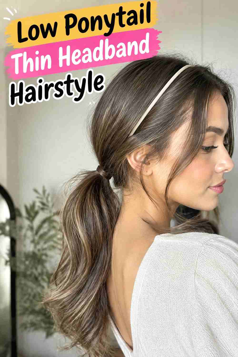 3. Low Ponytail Thin Headband Hairstyle