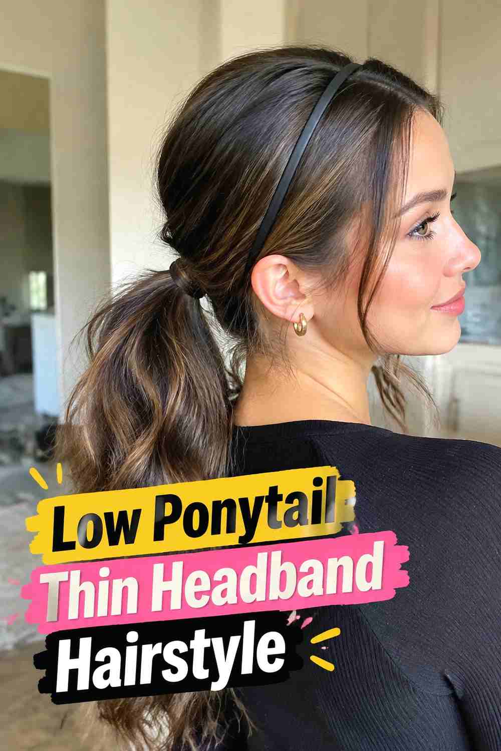3. Low Ponytail Thin Headband Hairstyle