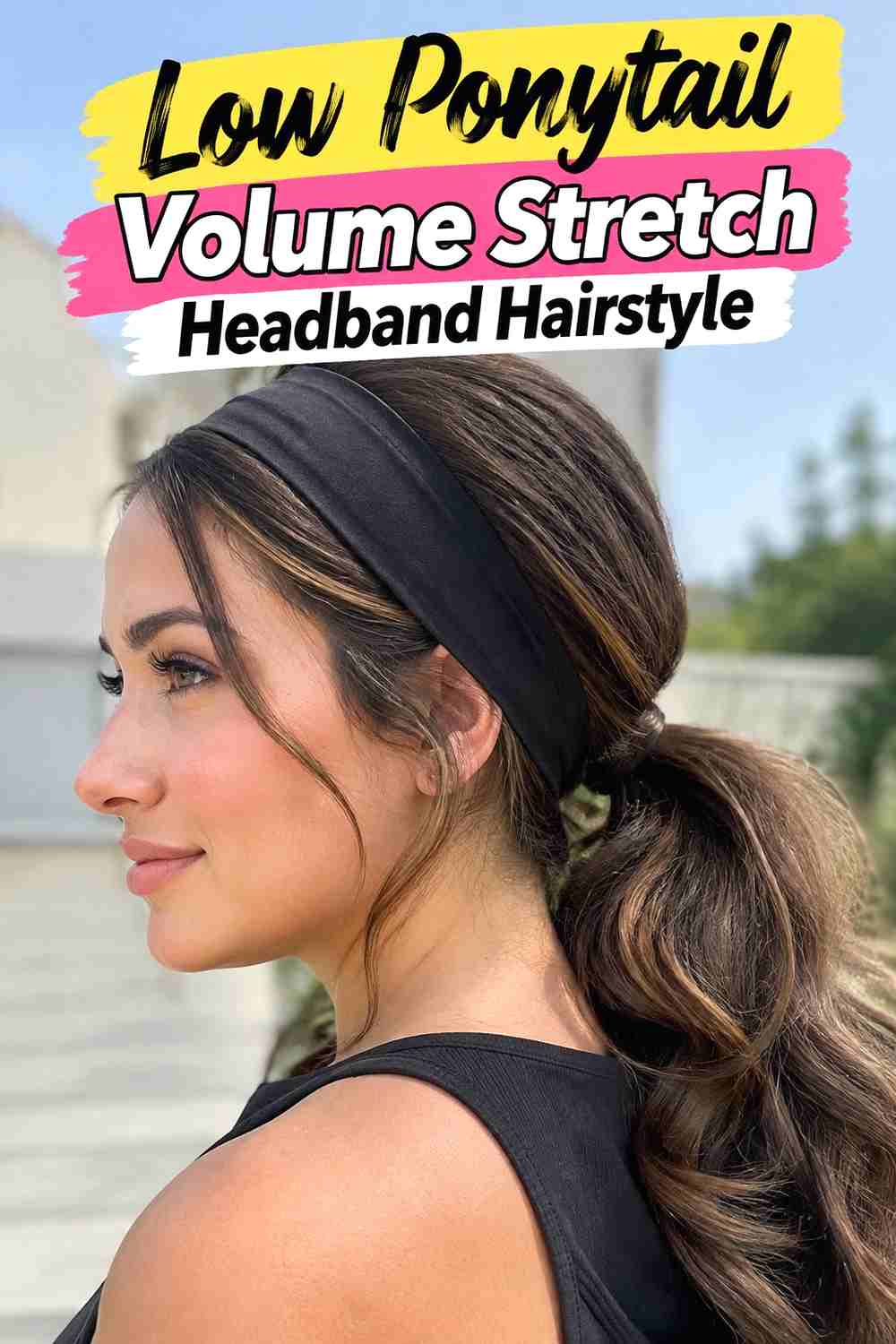 5. Low Ponytail Volume Stretch Headband Hairstyle