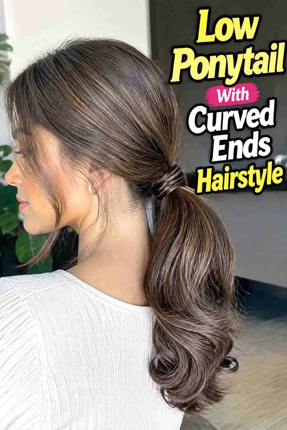 16. Low Ponytail With Curved Ends Hairstyle