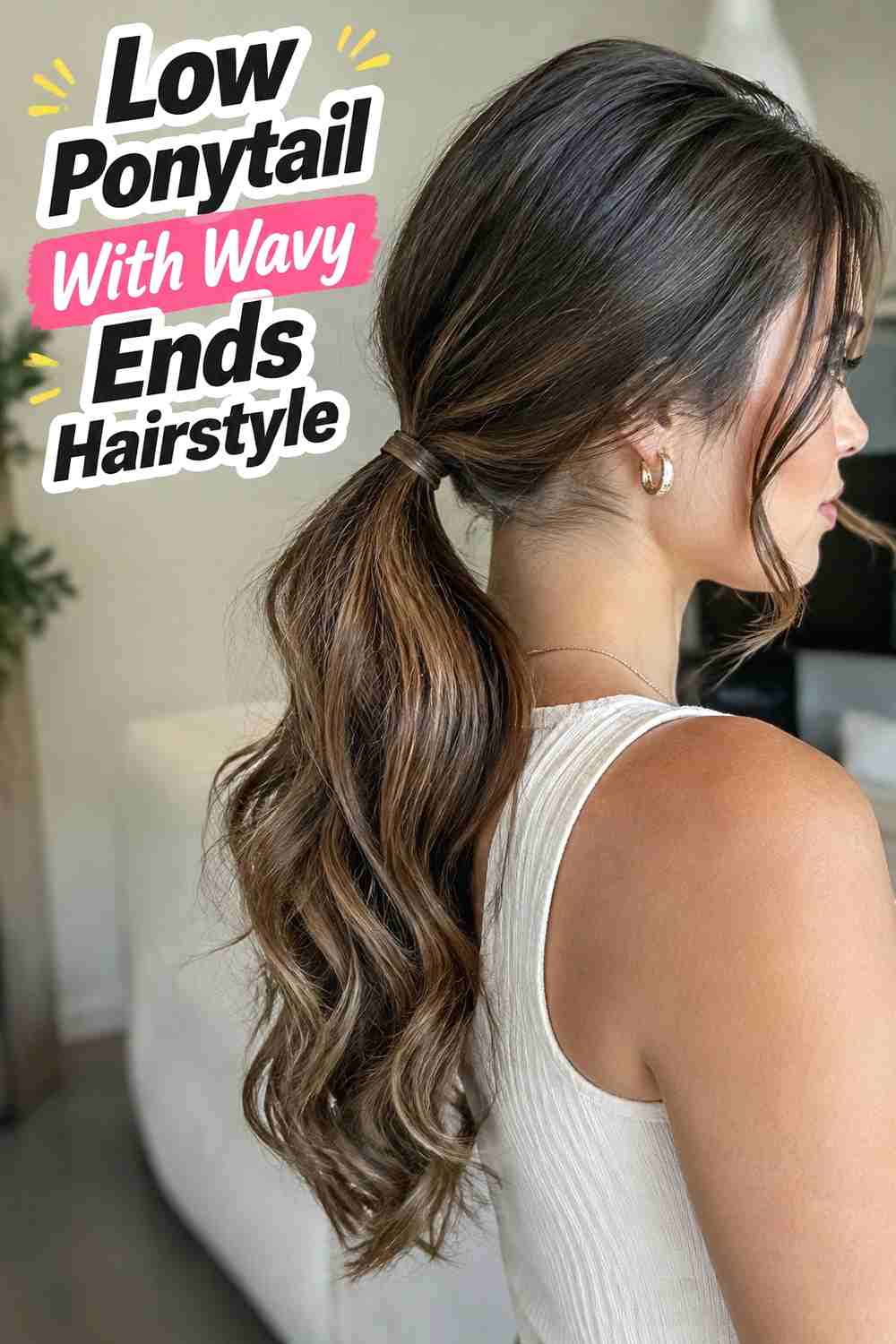 11. Low Ponytail With Wavy Ends Hairstyle