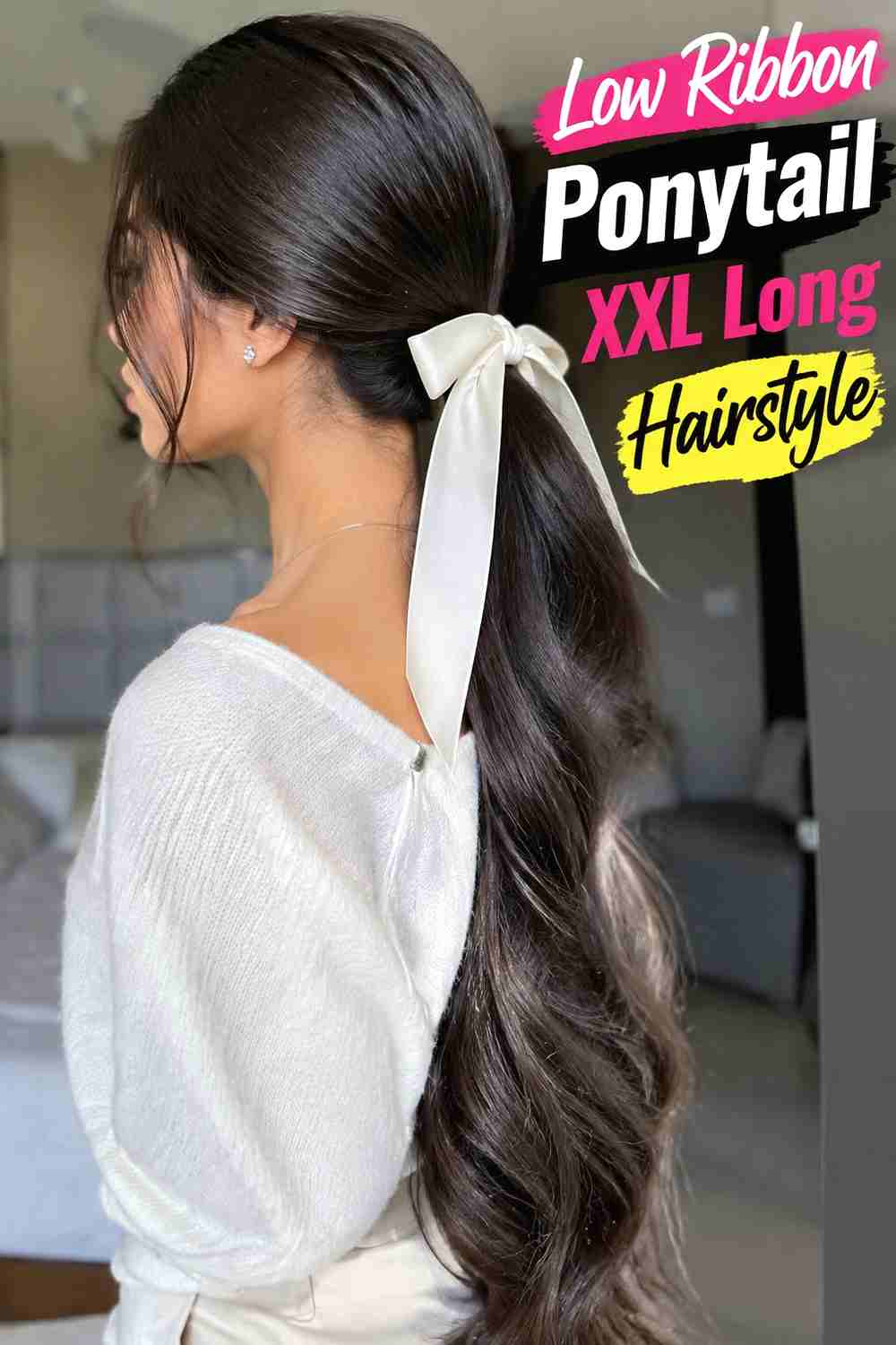 12. Low Ribbon Ponytail Xxl Long Hairstyle