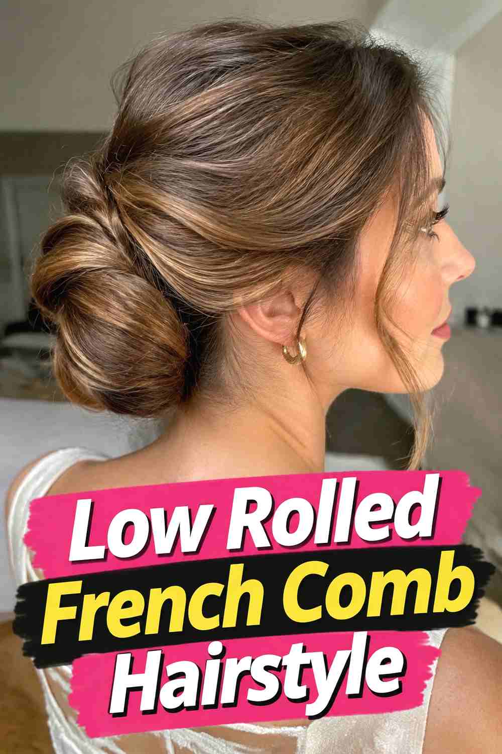 2. Low Rolled French Comb Hairstyle