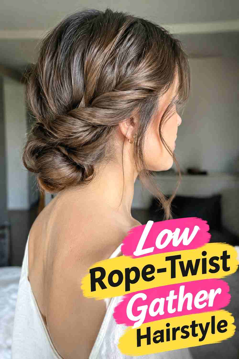 12. Low Rope Twist Gather Hairstyle