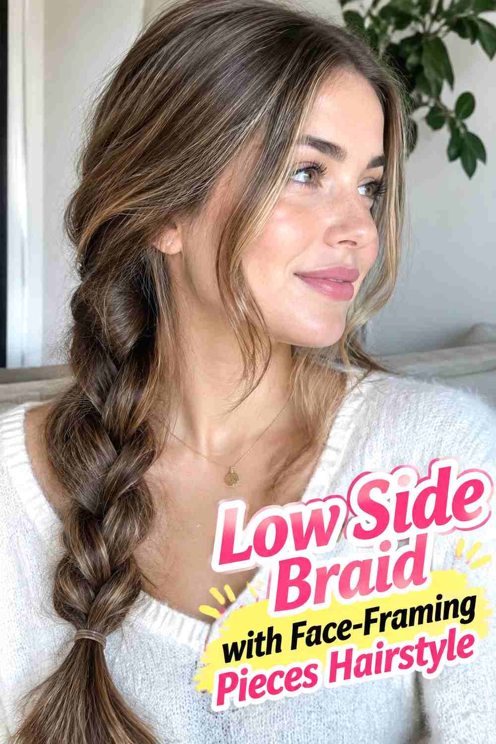 12. Low Side Braid With Face Framing Pieces Hairstyle