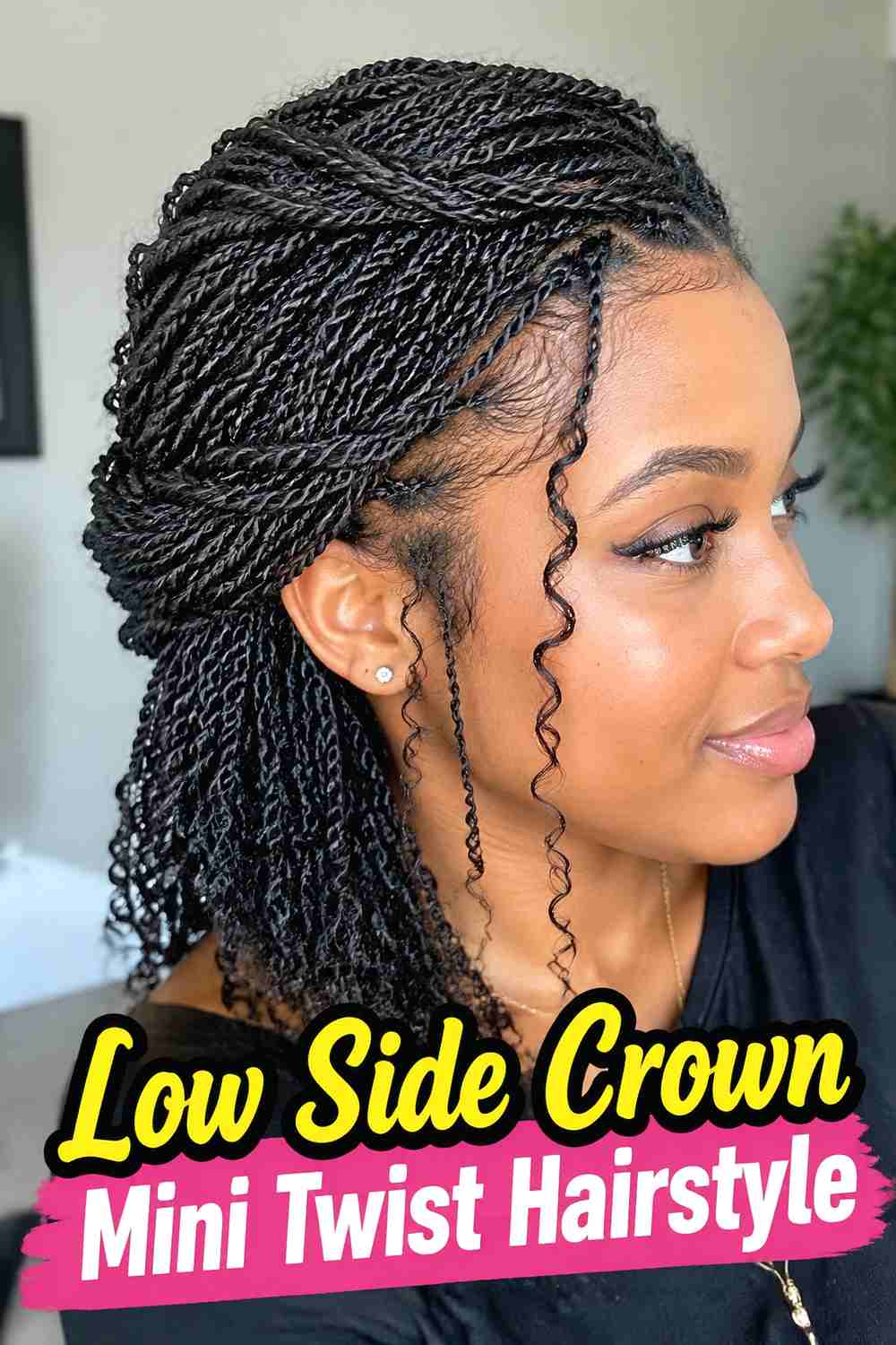 5. Low Side Crown Mini Twist Hairstyle
