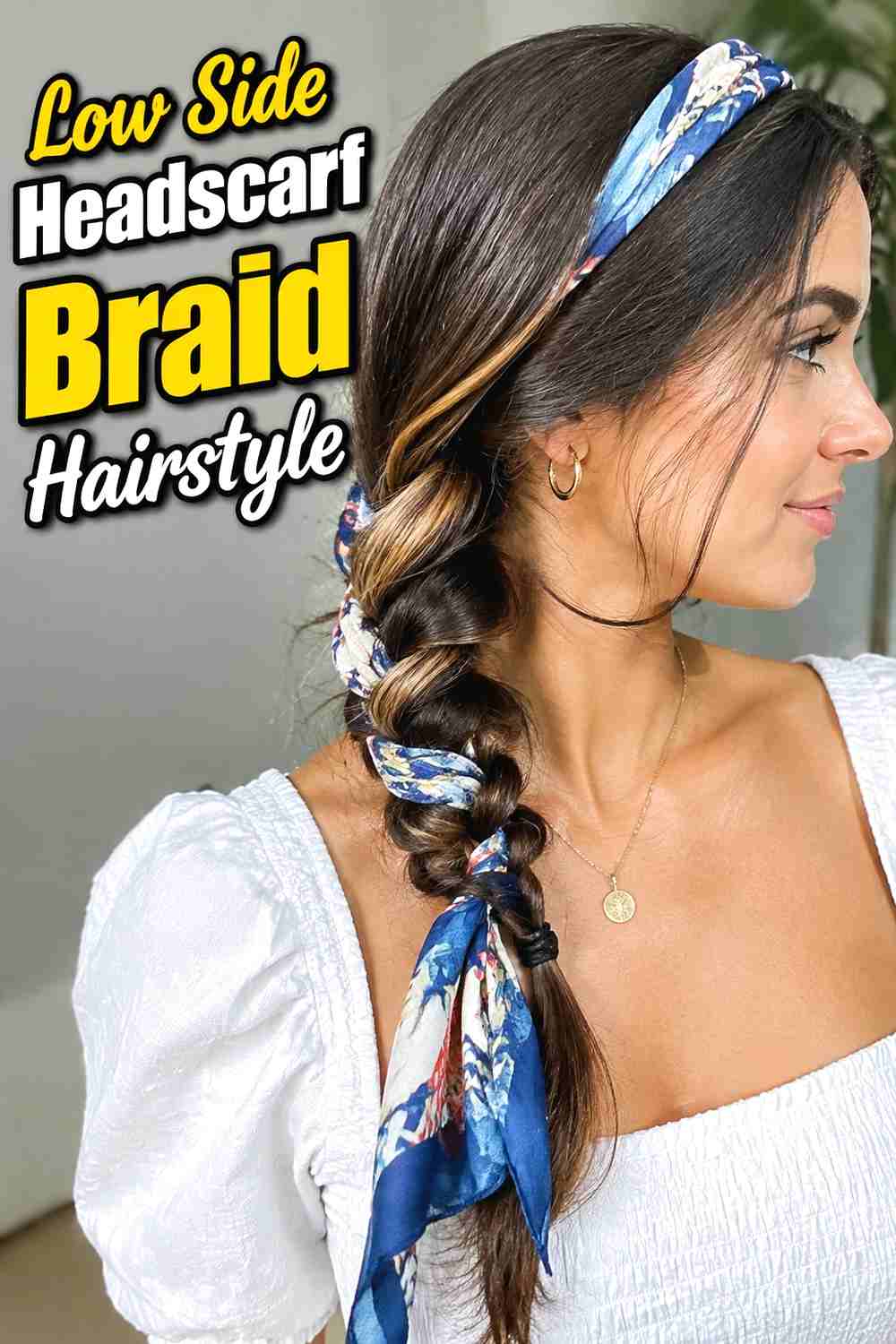 2. Low Side Headscarf Braid Hairstyle